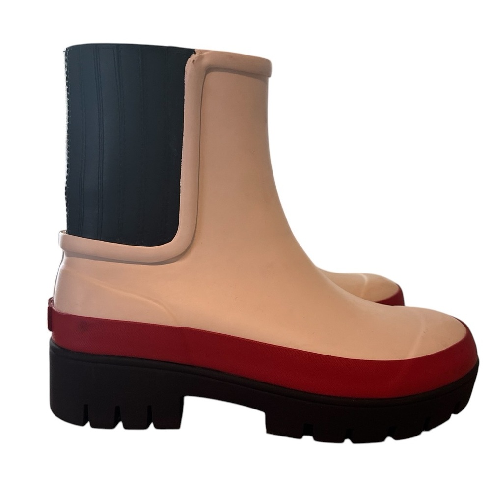 Tory Burch White Chelsea Rain Boots with Red Trim and Black Sole Sz 6 - Picture 8 of 10